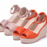 10 Cm Fish Mouth Water Table Heel Sandals Large-Size Sandals Bohimia Fish Mouth Sandals Hemp Rope Heel Sandals HZ0115