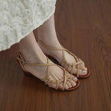French Temperament Weaving Hollow Word With Exposed Toe Coarse Sandals Set Holiday Style Roman Shoes Woman HZ0115