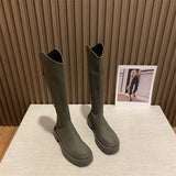White Chelsea Boots Long Barrel Knight Boots 2025 New Martin Boots Autumn Winter Women's Shoes High-Heeled Long Boots HZ0115