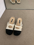 French Flat Bottom Small Fragrant Fenge Head Half Slippers Women's Shoes Wear 2025 New Summer Evening Wind Mary Jane Single Shoes HZ0115