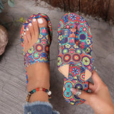 Large-Size Sandals Women's National Style 2025 Summer New Breathable Printing Cover Roman Style Cool Slippers Women HZ0115
