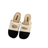 French Flat Bottom Small Fragrant Fenge Head Half Slippers Women's Shoes Wear 2025 New Summer Evening Wind Mary Jane Single Shoes HZ0115