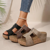 2025 Summer New Women's Thick Bottom Slope And Slippers Large Size Fish Mouth Slope And Thick Bottom Slippers HZ0115