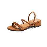 Korean Version With A Word With Sandals Women 2025 Summer New Thick Heel Round Head Simple Two Wearing Sandals Spring HZ0115