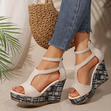 Large-Size High-Heeled Fish Mouth Sandals Women Thick Bottom Slope And Fish Mouth Word Buckle Bottom Cold Slippers HZ0115