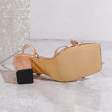 Women's Butterfly Decoration Water Drill Cross After The Belt Side Toe Coarse Sandals Women's Shoes Summer New HZ0115