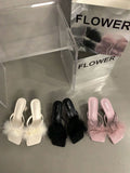French High-Heeled Slippers Women's Shoes Wear 2025 New Summer Fairy Black Cool Drag Sandals HZ0115