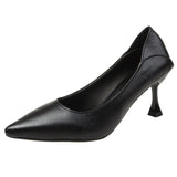 Non-Tired High Heels Fine Heel 2025 New French Commuting Work Career Black Single Shoes Soft Leather Women's Shoes Spring HZ0115