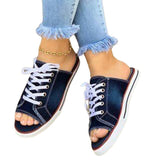 The Big Goods Have Come Out Of The New 2025 Summer Canvas Korean Version Of Women's Cool Drag One-Word Drag Heel Sandals Denim Shoes HZ0115