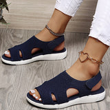 2025 Summer New Women's Sandals Large-Size Breathable Elastic Fly Weaving Flat Bottom Casual Women's Shoes HZ0115