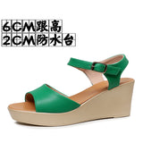 Head Layer Of Cow Skin Summer New Thick-Bottomed Beach 11CM Slopes And Women's Sandals High Heel Waterproof Table Comfortable Pine Pastry Fish Mouth Shoes HZ0115
