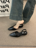 Low-Heeled Baotou Sandals Women's French Gentle Evening Bare-Colored Pointed Small Scented Lady Coarse And Rear Air-Quality Single Shoes HZ0115