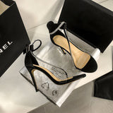 One-Word With Sandals Women 2025 Summer New Silk And Satin Toe Transparent High-Heeled Shoes Fine And Fashionable Water Diamond Women's Shoes HZ0115