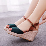 Ebay Fashion Mary Treasure Fish Mouth Slope Sandals Round Head Waterproof Table Rope Heel Sandals Woman HZ0115