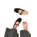 Flat Bottom Bao Head Half Slippers Women's Shoes Wear 2025 Spring And Summer French Mary Jane Half-Shoe Breathable Comfortable HZ0115