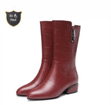2025 New Autumn And Winter Boots Children Thick Heeled Boots Soft Leather Women's Shoes Winter HZ0115