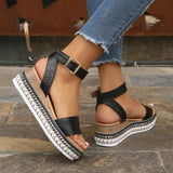 2025 Spring And Summer Women's Large Size Hemp Rope Bottoms Thick-Soled Women Sandals Lady Buckle Slope And Fish Mouth Women Sandals HZ0115