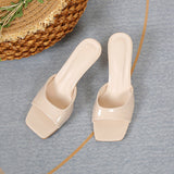High-Heeled Cool Slippers Women 2025 Summer New Large Square Head And One-Word Drag Women's Fish Mouth Slippers HZ0115