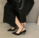 French High-Heeled Black Bag Head Sandals Fairy Shoes 2025 Spring And Summer Small High-End Feelds Of The Front Of The Steeple Single Shoe HZ0115