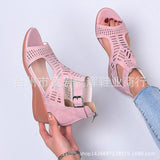 2025 Spring And Summer New Shoes Large-Size Women's Shoes Coarse Heel Heel Shoes Hollow Fish Mouth Sandals Women HZ0115