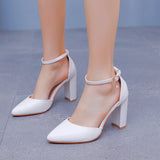 9 Cm Coarse Heel Sandals Mary Jane White Wedding Large-Size Sandals 42 Yards High Heels Spring And Summer Sandals Women HZ0115