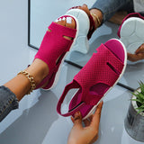 2025 Summer New Women's Sandals Large-Size Breathable Elastic Fly Weaving Flat Bottom Casual Women's Shoes HZ0115