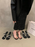Small High-Level Transparent With A Word Slippers Women's Shoes Wearing 2025 Summer Water Drill Cool Drag High Heel Sandals HZ0115