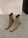 Rough Velvet Korean Small Ankle Boots Women's Shoes 2025 New Autumn And Winter Martin Boots Slim Skinny Short Boots HZ0115