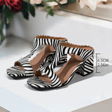 Sexy Leopard-Print High-Heeled Sandals Women Large-Size Zebra-Ssed Coarse Heel Sandals HZ0115