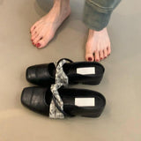 Vintage New Stroke Square Head Height Half Dragged Mary Jane Shoes Female Commuting Outside Wearing Bag Head Shoes HZ0115