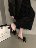 French High-Heeled Slippers Women's Shoes Wear 2025 New Summer Fairy Black Cool Drag Sandals HZ0115