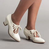 2025 New Fashion Heel Women Hollow Heel Single Shoes Pure Color Large-Size Pointed Shoes HZ0115