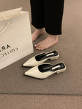 Naipa ~ Vintage Bag Head Half Slippers Women Outside Wearing A Lazy One-Legged Tip-Teller Shoes Coarse Heel Half-Shoe Single-Shoe Female HZ0115