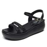New Braided Slope And Waterproof Table Beach Sandals Women's Summer Buckle Loose Cake Thick Soles Comfortable Casual Women's Shoes HZ0115
