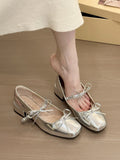 Naipa Gentle Sweet Beans! Temperament Round Head Bow With Mary Jane Shoes Women's Light Mouth Coarse Single Shoes HZ0115