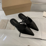 Women's Top Half Slippers Women Summer Wear Pointed Soft Leather Evening Shoes Gentle Fairy Wind Flat Bottom Of The Mole HZ0115