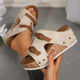 Large-Size Thick Bottom Slope With One Word With Slippers 2025 Summer New Buckle With Light Soaked Beach Toe Women's Shoes HZ0115