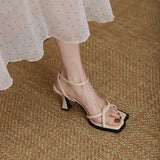 One-×Ö With High-Heeled Sandals Female Sheel 2025 New Summer Retro Black Head French Niche Temperament HZ0115