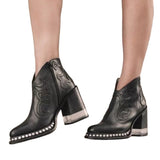 Large Size 2025 Embroidery Fashion Boots Lady Rivet Side Acrylic Crystal High And Short Boots HZ0115