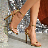 Women With Cross Ankles With Round Head Slender Sandals Fashion Party High Heels HZ0115