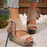 2025 Summer New Women's Slope And Thick-Soled Sandals Large-Size Fish Mouth Suzu Side Zipper Sandals HZ0115