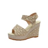 2025 Summer New Slope And Fish Mouth Sandals Women's Casual Loose Cake Thick-Sed High-Heeled Magic Sticker Women's Shoes HZ0115
