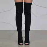 Xiyin New Lady Over Knee Boots Side Zipper Fish Mouth High Fine And Large Size Over Knee Elastic Boots HZ0115