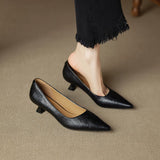 French Retro Pointed Single Shoes Women Soft Leather Fine Heel Temperament Shallow High-Heeled Shoes HZ0115