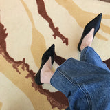 Anaokbos Pointed Shallow Single-Shoe Temperament Retro Early Spring Flat Bottom Casual Low Heel Thin Wedding Shoes Witch Shoes HZ0115