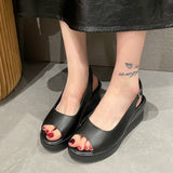 New Slope Heel Sandals Women's Fashion Korean Version After The Buckle Heightening Thin Heel Fish Mouth Women's Sandals HZ0115
