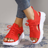 Large-Size Sports Sandals Women 2025 Summer New Thick-Soled Flying Soft Base Leisure Flat Bottom Hollow Fish Mouth Beach Sandals HZ0115