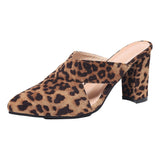Baotou Back Empty Sandals Coarse Women's Shoes 8Cm Pointed Deep Mouth Side Velvet Half-Dragging Fashion Pointed High Heels Women HZ0115