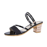 Korean Version Of The Heel Sandals Woman 2025 New Comfortable Coarse Fashion Sleek One Shoe Two Wearing One-Character Buckle Sandals HZ0115