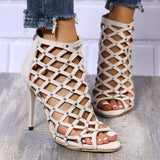 Summer High-Heeled Sandals Fashion Simple Comfortable Toe Sexy Hollow Daily Fine Heel Sandals HZ0115
